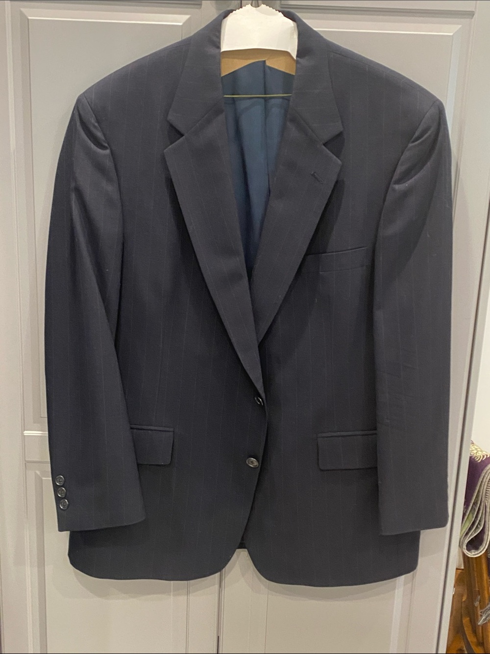 Pierre Cardin Men's Dark Charcoal Pinstripe Suit Jacket